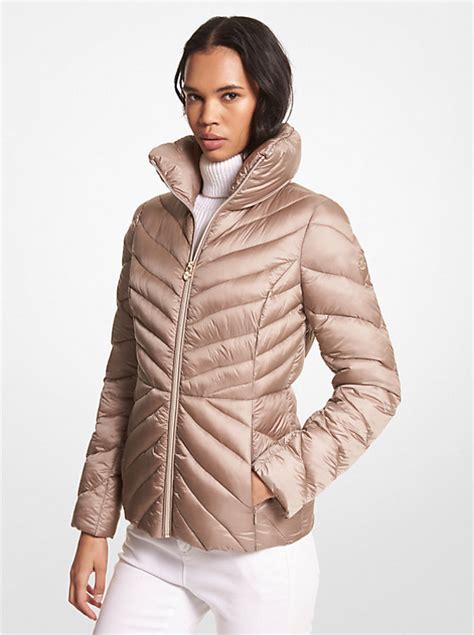 michael kors polyster|michael kors quilted puffer jacket.